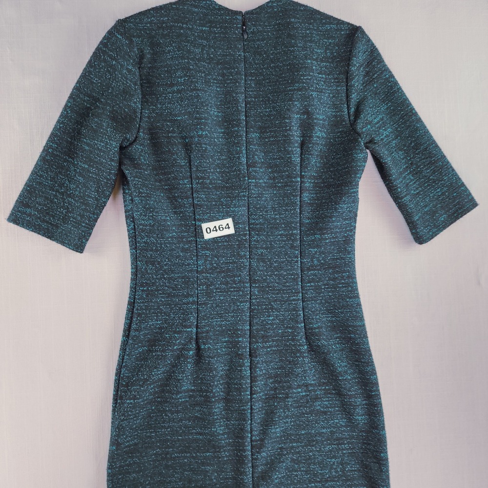 Le Chateau Sheath Dress Women Small Black Teal Marled Knit V Neck Made in Canada - Picture 6 of 13